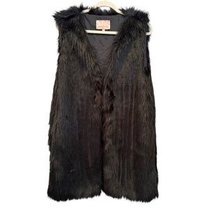 Gibson Latimer Faux Fur Vest Long Boho Chic Layer Cozy Versatile Mobwife Sz L